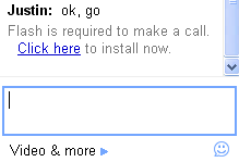 Gmail chat error: Flash is required to make a call.  Click here to install now.