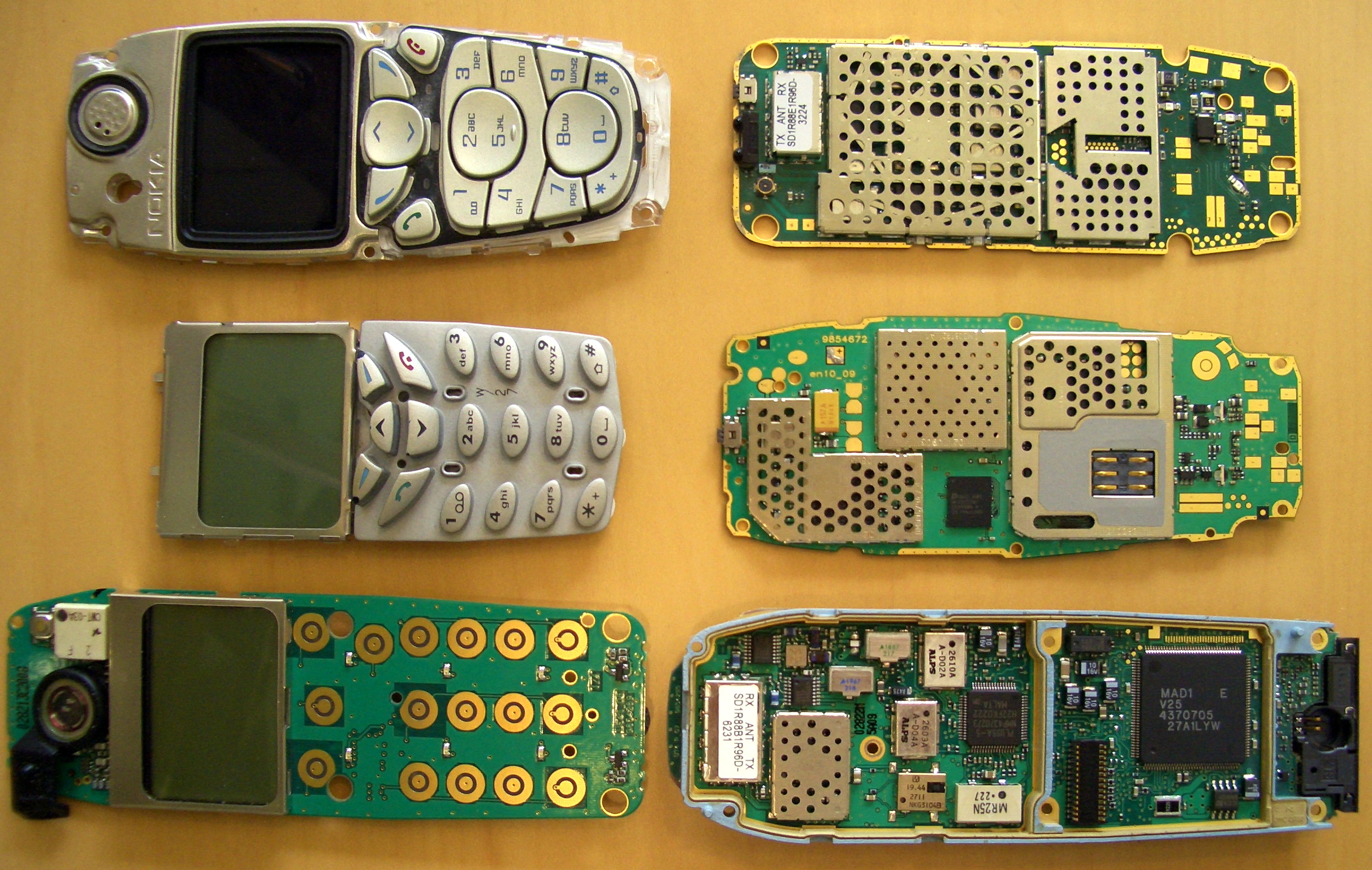 interior and exterior of several cell phones
